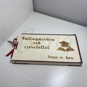 Pénz/utalványátadó doboz ballagásra, Otthon & Életmód, Dekoráció, Asztal és polc dekoráció, Díszdoboz, Gravírozás, pirográfia, MESKA