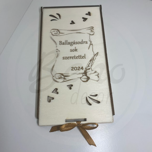 Pénz/utalványátadó doboz ballagásra, Otthon & Életmód, Dekoráció, Asztal és polc dekoráció, Díszdoboz, Gravírozás, pirográfia, MESKA
