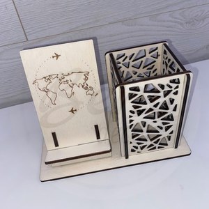 Telefontartós ceruzatartó, Otthon & Életmód, Tárolás & Rendszerezés, Íróasztali tároló, Gravírozás, pirográfia, MESKA