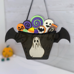 Halloween-i cukorkagyűjtő kosár, Otthon & Életmód, Dekoráció, Halloween, Halloweeni dekoráció, Gravírozás, pirográfia, Festett tárgyak, MESKA