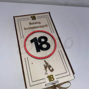Pénz/utalványátadó doboz Születésnapra, Otthon & Életmód, Dekoráció, Asztal és polc dekoráció, Díszdoboz, Gravírozás, pirográfia, MESKA