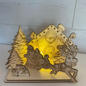 Mézeskalácsházikós karácsonyi dekoráció, Karácsony, Karácsonyi lakásdekoráció, Karácsonyi lakásdíszek, Gravírozás, pirográfia, MESKA