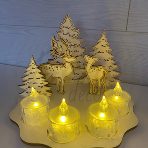 Szarvasos karácsonyi dekoráció, Karácsony, Karácsonyi lakásdekoráció, Karácsonyi lakásdíszek, Gravírozás, pirográfia, MESKA