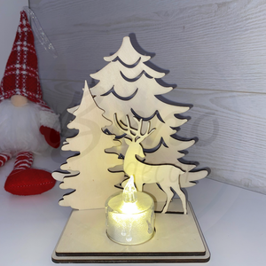 Karácsonyi dekoráció - rénszarvas és 2 fenyőfa - karácsony - karácsonyi lakásdekoráció - karácsonyi lakásdíszek - Meska.hu