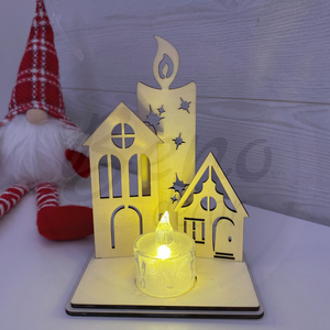Karácsonyi dekoráció - gyertya és 2 házikó, Karácsony, Karácsonyi lakásdekoráció, Karácsonyi lakásdíszek, Gravírozás, pirográfia, MESKA