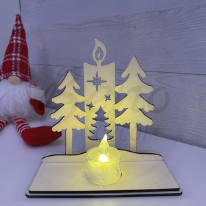 Karácsonyi dekoráció - gyertya és 2 fenyőfa - Meska.hu