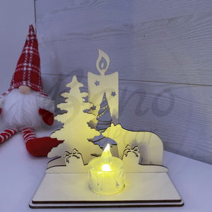 Karácsonyi dekoráció - gyertya, fenyőfa és jegesmedve - Meska.hu