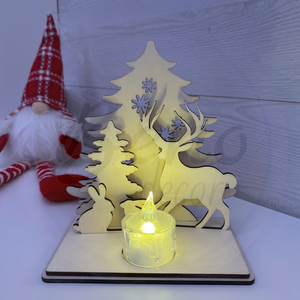 Karácsonyi dekoráció - rénszarvas, nyuszi és 2 fenyőfa - Meska.hu