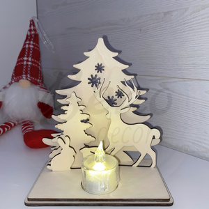 Karácsonyi dekoráció - rénszarvas, nyuszi és 2 fenyőfa - karácsony - karácsonyi lakásdekoráció - karácsonyi lakásdíszek - Meska.hu