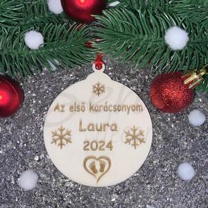 Az első karácsonyom... karácsonyfadísz, Karácsony, Karácsonyi lakásdekoráció, Karácsonyfadíszek, Gravírozás, pirográfia, MESKA