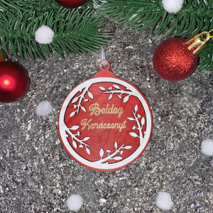 Karácsonyfadísz - Boldog Karácsonyt felirat, Karácsony, Karácsonyi lakásdekoráció, Karácsonyfadíszek, Gravírozás, pirográfia, MESKA