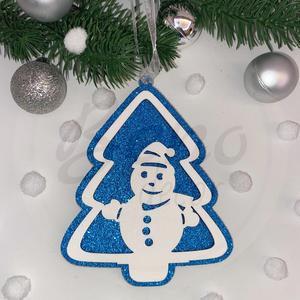 Karácsonyfadísz - hóember mintával - Meska.hu