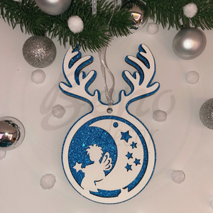 Karácsonyfadísz - angyal és hold mintával - Meska.hu