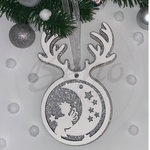 Karácsonyfadísz - angyal és hold mintával - karácsony - karácsonyi lakásdekoráció - karácsonyfadíszek - Meska.hu