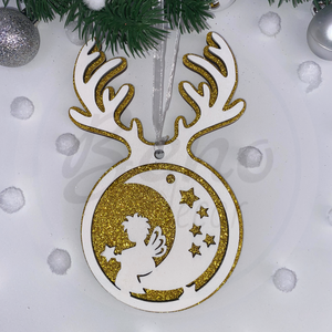 Karácsonyfadísz - angyal és hold mintával - karácsony - karácsonyi lakásdekoráció - karácsonyfadíszek - Meska.hu