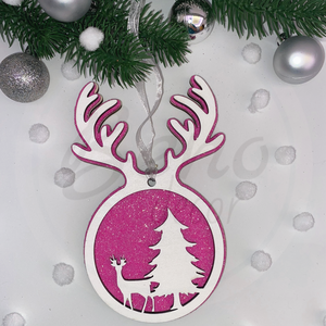 Karácsonyfadísz - karácsonyfa és szarvas mintával - karácsony - karácsonyi lakásdekoráció - karácsonyfadíszek - Meska.hu