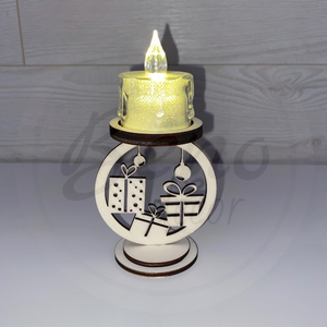 Karácsonyi gyertyatartó - ajándékdoboz mintával, Otthon & Életmód, Gyertya, illat, aroma, Gyertyatartó, Gravírozás, pirográfia, MESKA