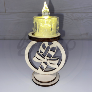 Karácsonyi gyertyatartó - cukorka mintával, Otthon & Életmód, Gyertya, illat, aroma, Gyertyatartó, Gravírozás, pirográfia, MESKA