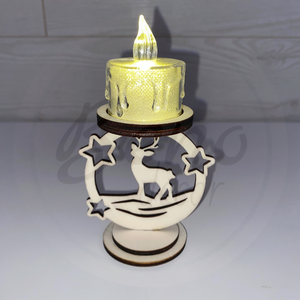 Karácsonyi gyertyatartó - rénszarvas mintával - Meska.hu