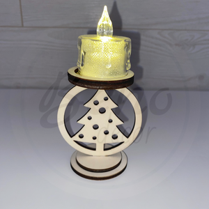Karácsonyi gyertyatartó - karácsonyfa mintával, Otthon & Életmód, Gyertya, illat, aroma, Gyertyatartó, Gravírozás, pirográfia, MESKA