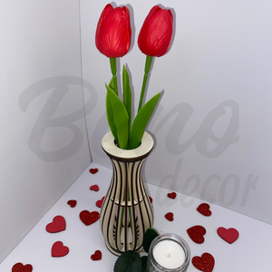 Elegáns tulipán váza, Otthon & Életmód, Dekoráció, Virágdísz és tartó, Váza, Gravírozás, pirográfia, MESKA