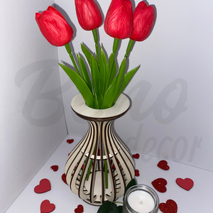 Elegáns tulipán váza, Otthon & Életmód, Dekoráció, Virágdísz és tartó, Váza, Gravírozás, pirográfia, MESKA
