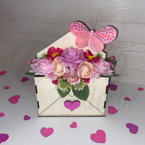 Szerelmes boríték - rózsaszín - otthon & életmód - dekoráció - virágdísz és tartó - virágbox, virágdoboz - Meska.hu