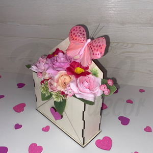Szerelmes boríték - rózsaszín - otthon & életmód - dekoráció - virágdísz és tartó - virágbox, virágdoboz - Meska.hu