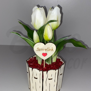 Cserepes tulipán - fehér - otthon & életmód - dekoráció - virágdísz és tartó - csokor & virágdísz - Meska.hu