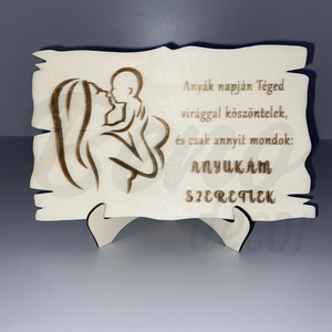 Anyák napi tábla - Anyukám szeretlek, Otthon & Életmód, Dekoráció, Asztal és polc dekoráció, Asztaldísz, Gravírozás, pirográfia, MESKA