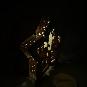 Világító karácsonyi csillag � téli falu mintával - karácsony - karácsonyi lakásdekoráció - karácsonyi fénydekoráció - Meska.hu