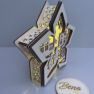 Világító karácsonyi csillag � téli falu mintával - karácsony - karácsonyi lakásdekoráció - karácsonyi fénydekoráció - Meska.hu