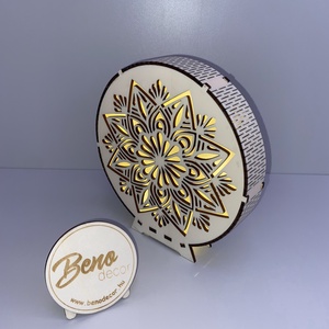 Mandala mintás fa éjjeli fény  hangulatlámpa - otthon & életmód - dekoráció - asztal és polc dekoráció - asztaldísz - Meska.hu