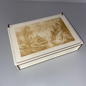 Fa ékszerdoboz tájképes mintával  6 rekeszes, Ékszer, Ékszertartó, Ékszerdoboz, Gravírozás, pirográfia, MESKA