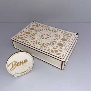 Mandalás ékszerdoboz  6 rekeszes, fa tároló, Ékszer, Ékszertartó, Ékszerdoboz, Gravírozás, pirográfia, MESKA