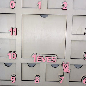 �1 éves mérföldkő fotókeret � pillangós, rózsaszín díszítéssel, névvel - otthon & életmód - dekoráció - kép & falikép - képkeret - Meska.hu