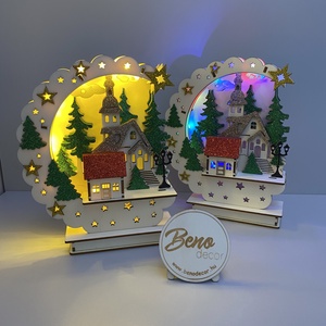 Karácsonyi falu templommal  csillogó, világító dísz, Karácsony, Karácsonyi lakásdekoráció, Karácsonyi lakásdíszek, Gravírozás, pirográfia, MESKA