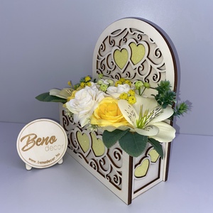 Fa szíves virágdoboz asztali dekoráció - otthon & életmód - dekoráció - asztal és polc dekoráció - asztaldísz - Meska.hu