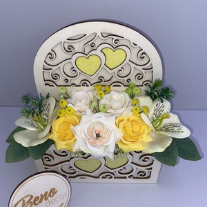 Fa szíves virágdoboz asztali dekoráció - otthon & életmód - dekoráció - asztal és polc dekoráció - asztaldísz - Meska.hu