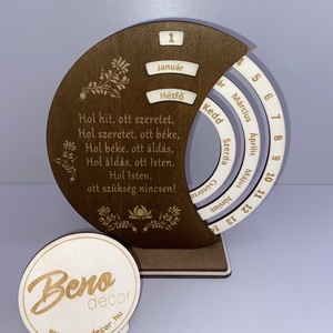 Gravírozott idézetes fa öröknaptár, Otthon & Életmód, Dekoráció, Fali és függő dekoráció, Falinaptár & Öröknaptár, Gravírozás, pirográfia, MESKA