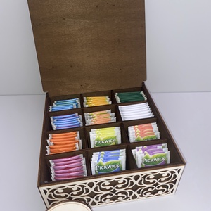 TEA time fa doboz rekeszekkel - otthon & életmód - konyhafelszerelés, tálalás - konyhai tárolás - tea & kávé tárolás - Meska.hu