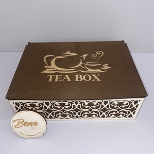 Lézervágott fa teásdoboz rekeszekkel - otthon & életmód - konyhafelszerelés, tálalás - konyhai tárolás - tea & kávé tárolás - Meska.hu