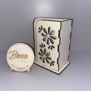 Fa zsebkendőtartó virágmintával - otthon & életmód - tárolás & rendszerezés - zsebkendőtartó - Meska.hu