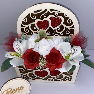 Fa szíves virágdoboz asztali dekoráció - otthon & életmód - dekoráció - asztal és polc dekoráció - asztaldísz - Meska.hu