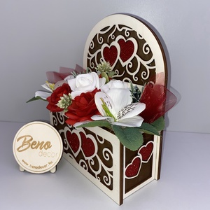 Fa szíves virágdoboz asztali dekoráció - otthon & életmód - dekoráció - asztal és polc dekoráció - asztaldísz - Meska.hu