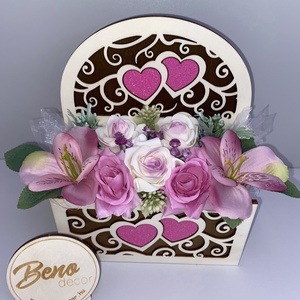 Fa szíves virágdoboz asztali dekoráció - otthon & életmód - dekoráció - asztal és polc dekoráció - asztaldísz - Meska.hu