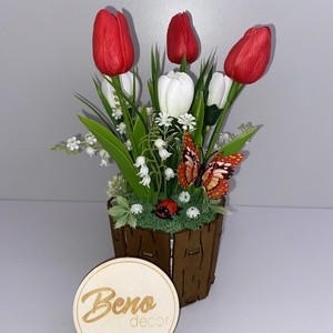 Tavaszi tulipános asztaldísz - Meska.hu