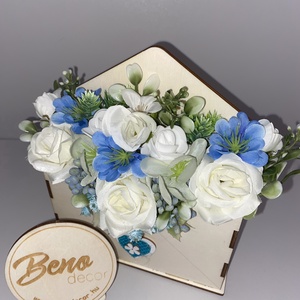 Virágos boríték dekoráció - otthon & életmód - virágdekoráció - virágok - virágbox - Meska.hu