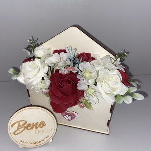 Virágos boríték dekoráció - otthon & életmód - virágdekoráció - virágok - virágbox - Meska.hu