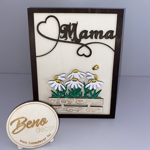 Fa képkeret Mama virágos dekorral � egyedi anyák napi ajándék - Meska.hu
